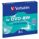 Диск DVD-RW Verbatim 4.7 ГБ 4х 3 штуки Slim Case